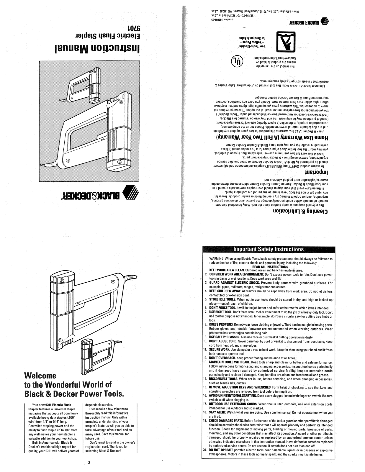 Black & Decker 9701 User Manual