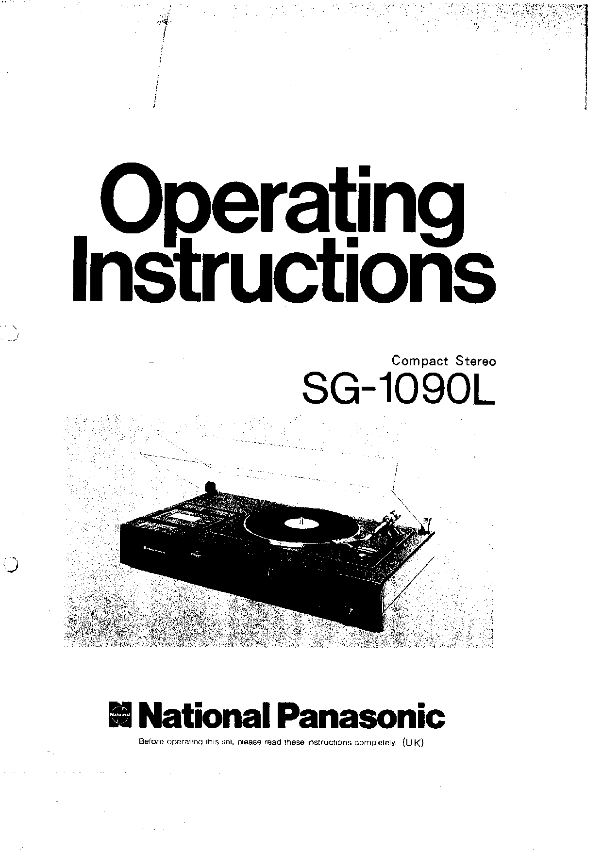 Panasonic SG-1090 User Manual
