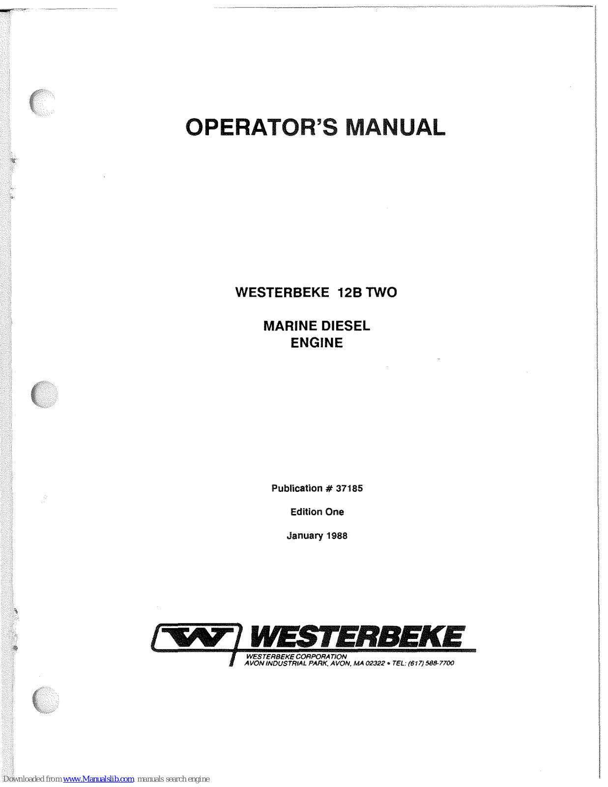 Westerbeke 12B TWO Operator's Manual - ManualMachine.com