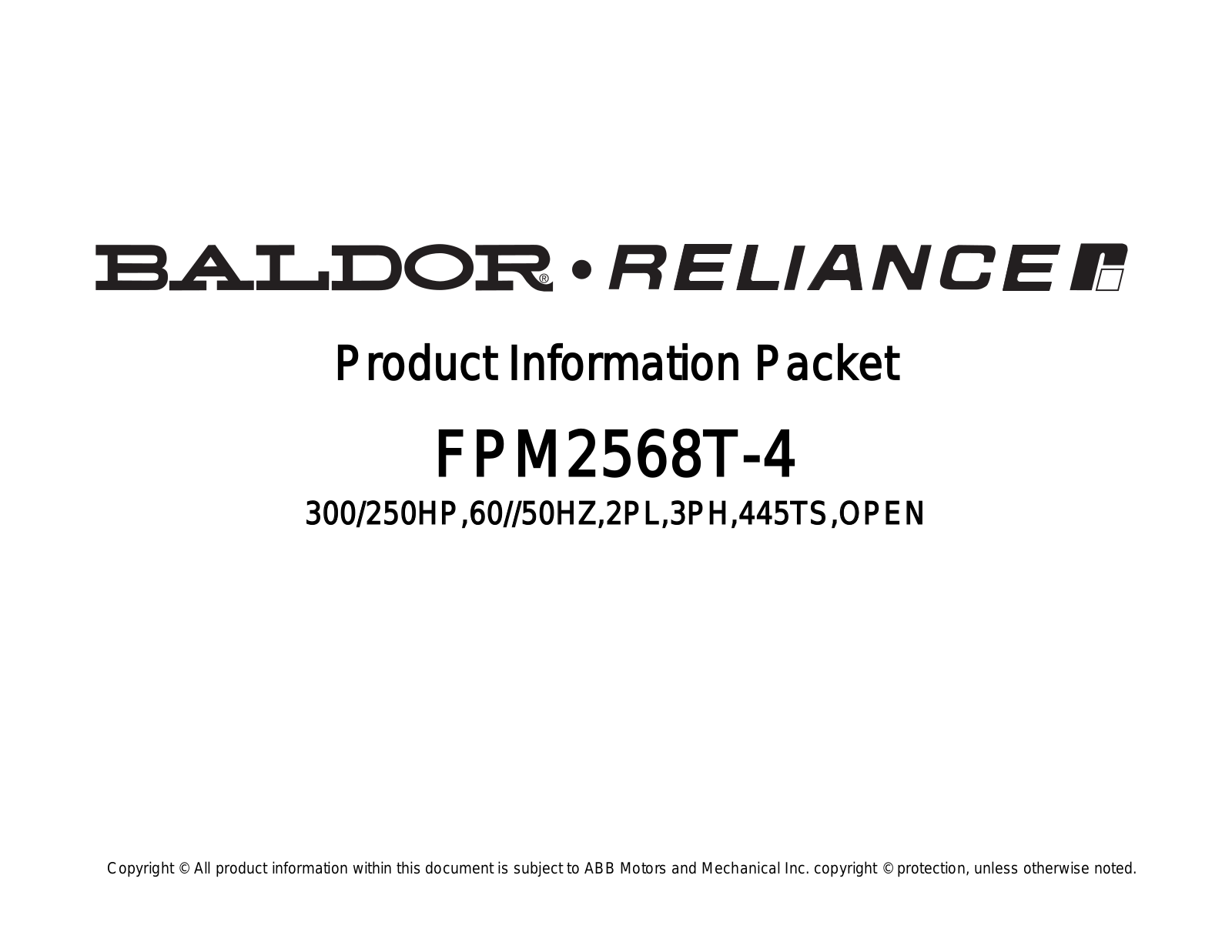 Baldor FPM2568T-4 Product Information Sheet