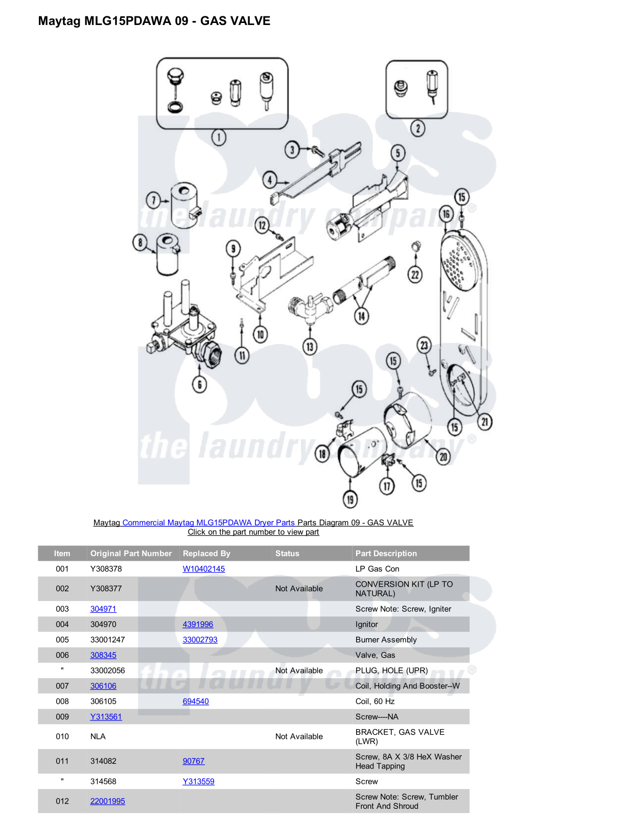 Maytag MLG15PDAWA Parts Diagram