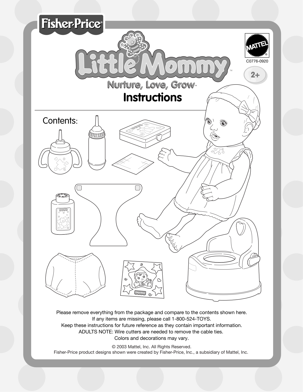 Fisher-Price C0776 Instruction Sheet