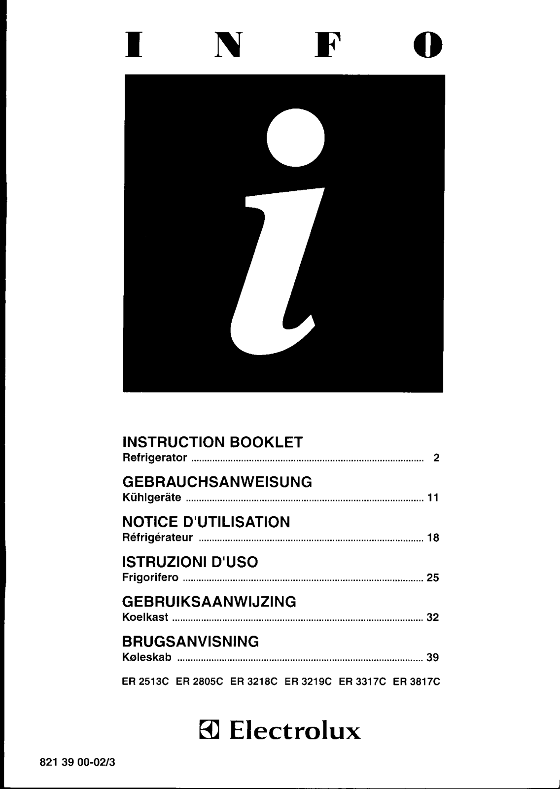 Electrolux ER2805C, ER3817C, ER3219C User Manual