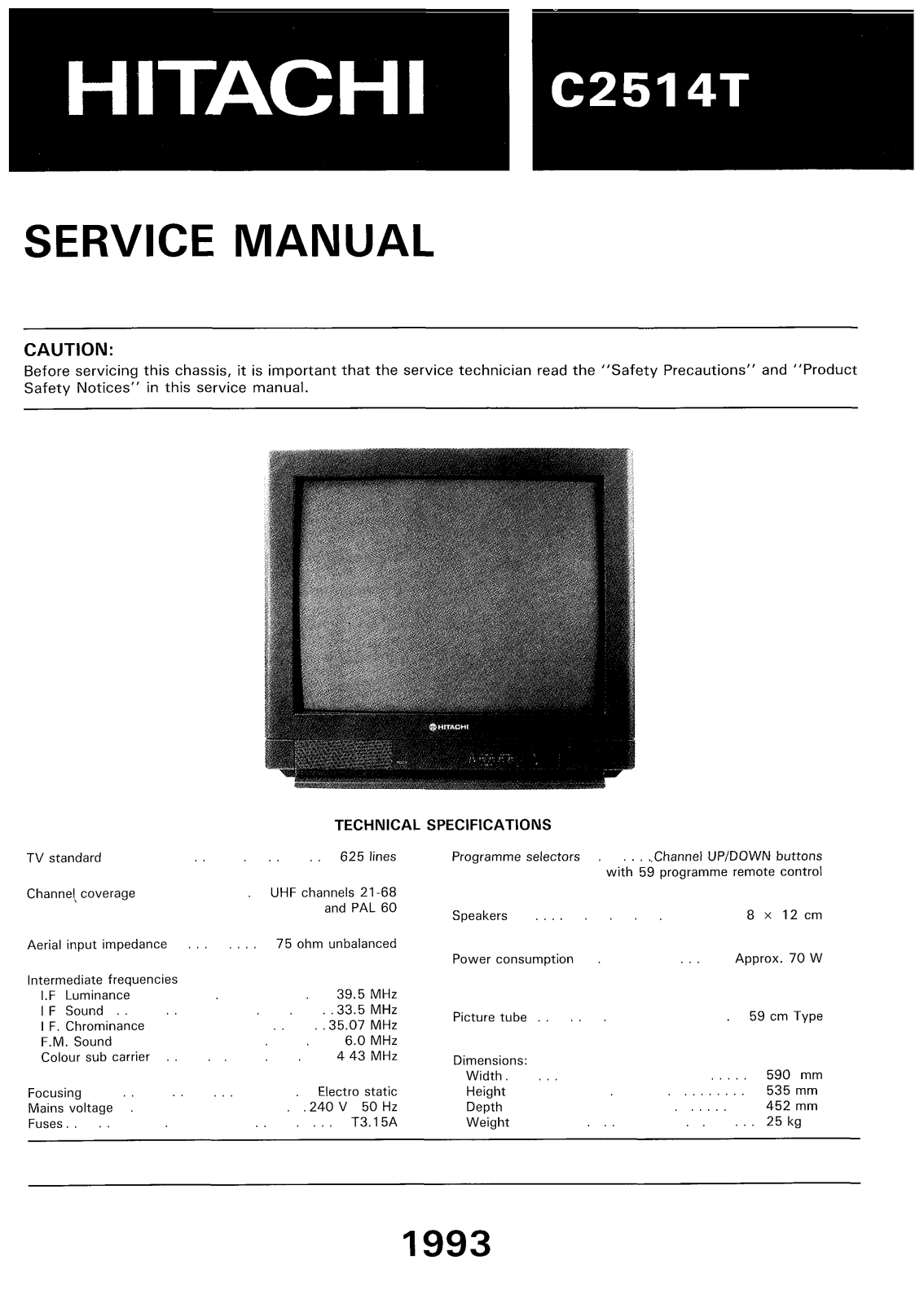 Hitachi X830842 Service Manual