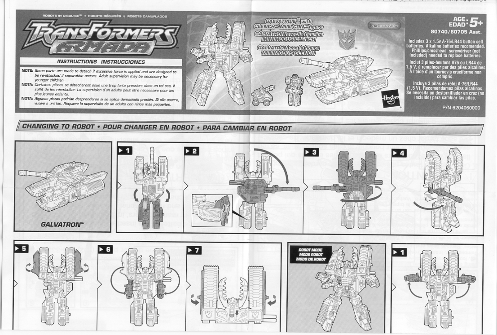 HASBRO GALVATRON with CLENCH MINI-CON figure User Manual