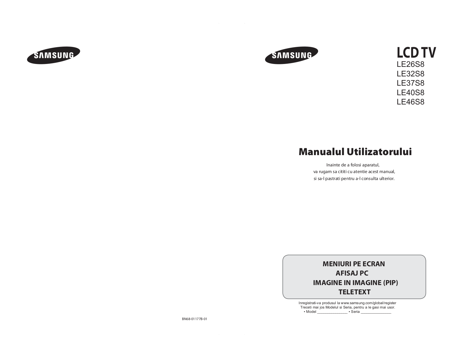 Samsung LE37S8, LE46S8, LE26S8, LE32S8, LE40S8 User Manual