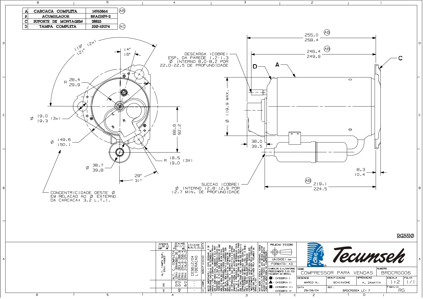 Tecumseh RGA5510EXA Drawing Data