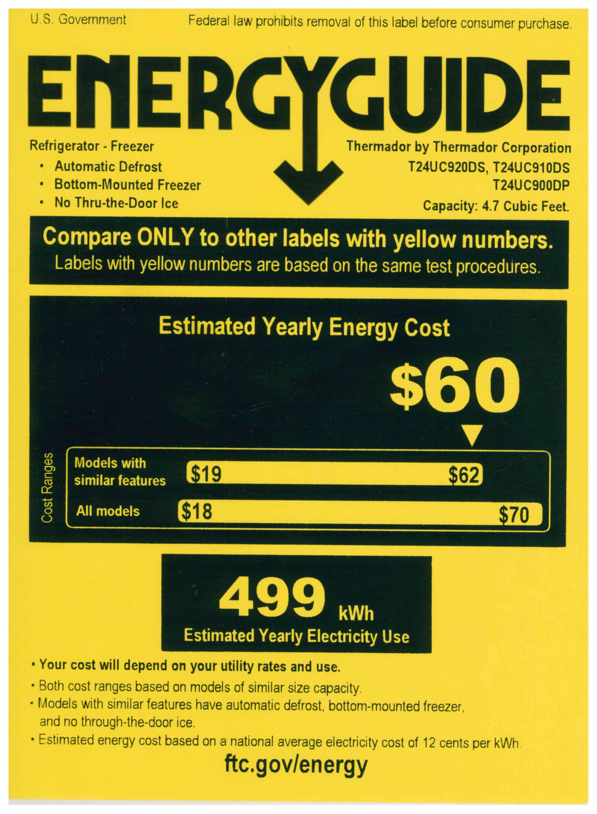 Thermador T24UC900DP Energy Guide