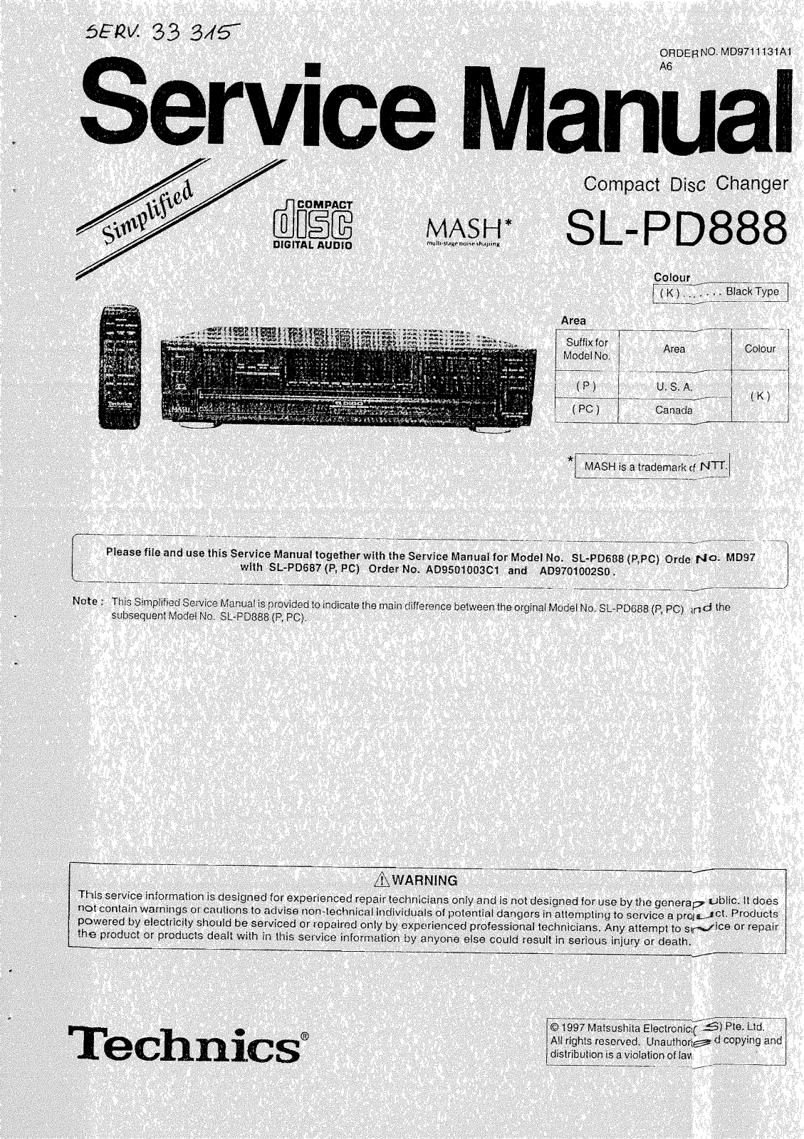 Technics SL-PD-888 Service Manual