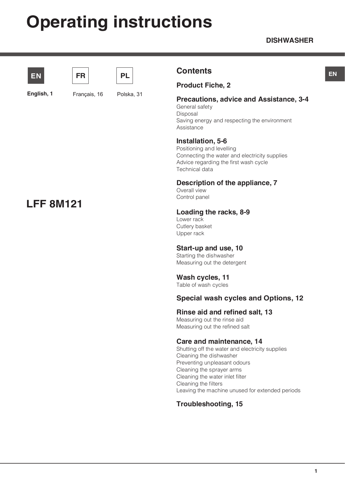 Hotpoint LFF 8M121 C SB EU User Manual