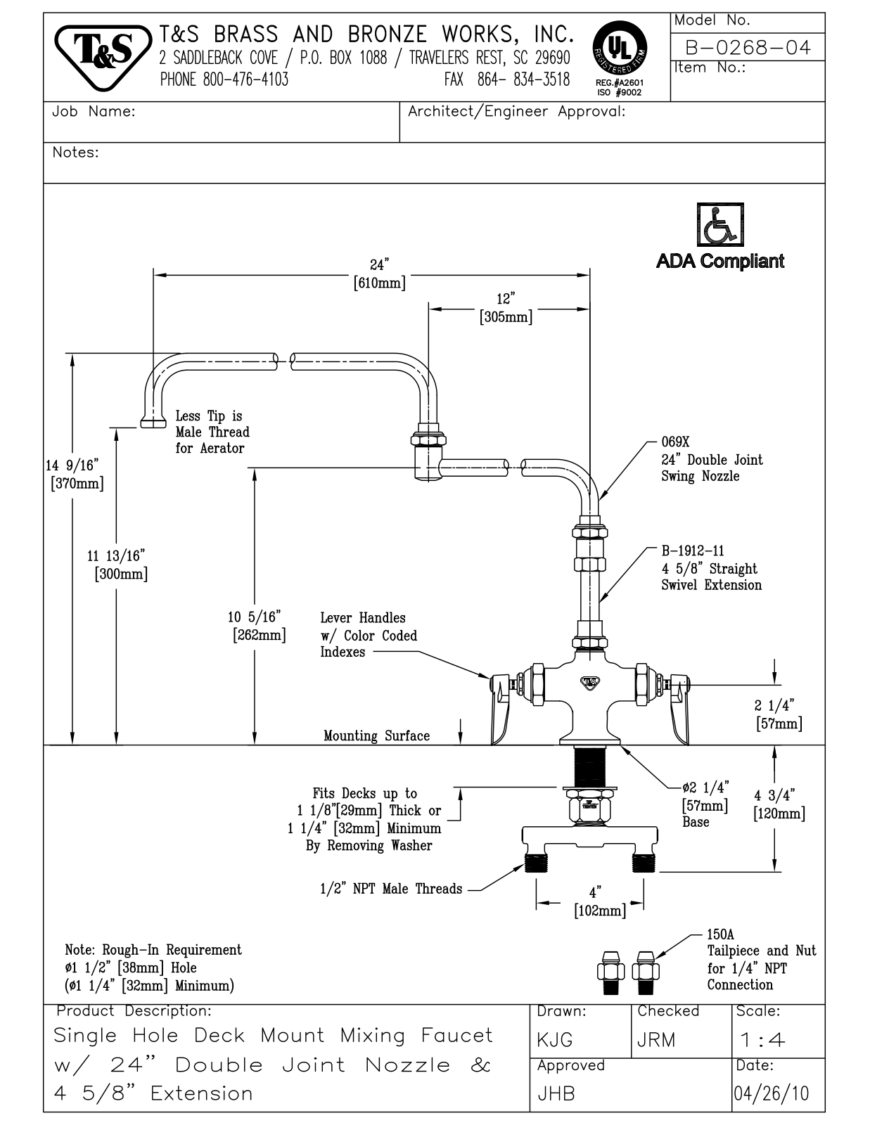 T & S Brass & Bronze Works B-0268-04 General Manual