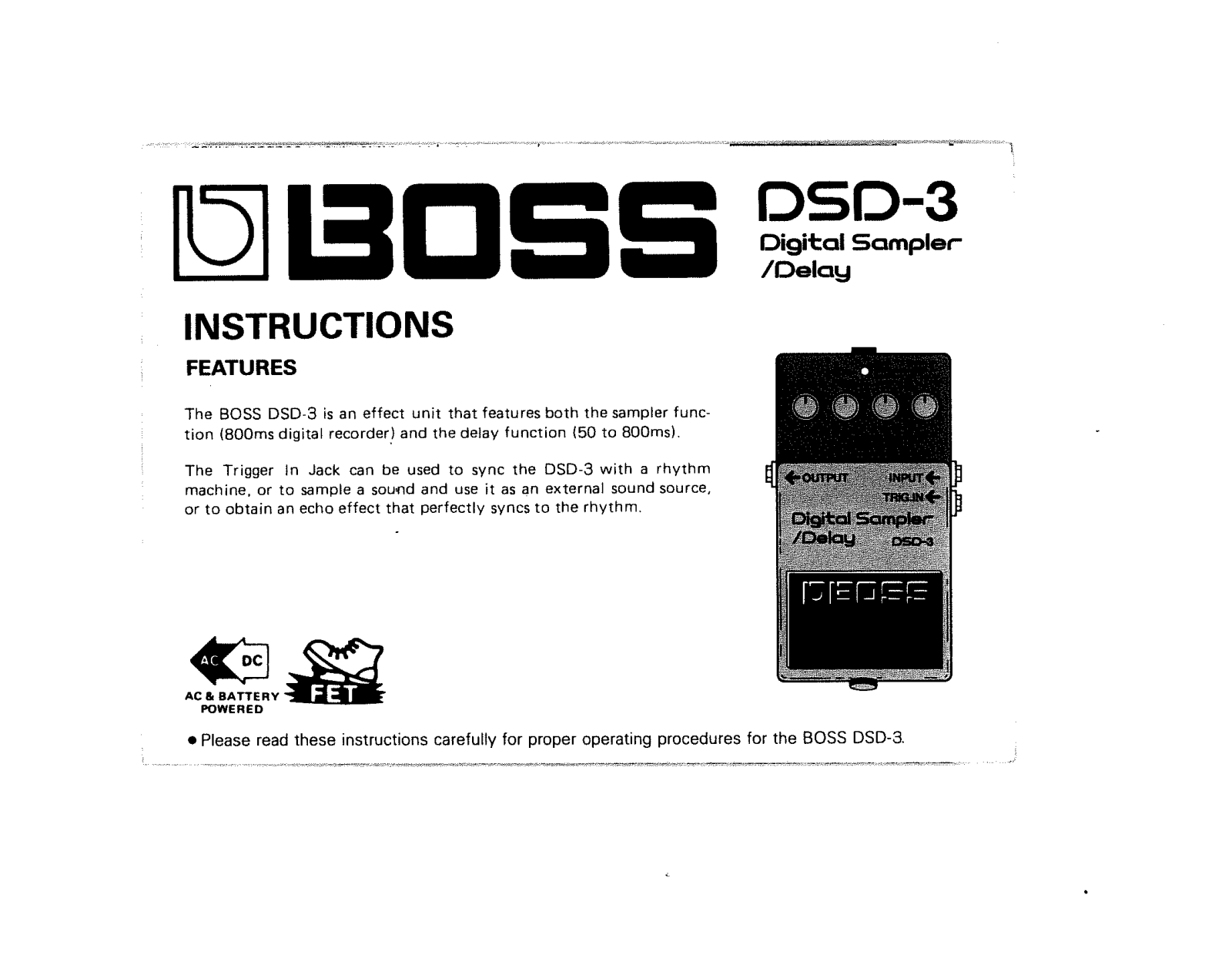 Roland Corporation DSD-3 Owner's Manual