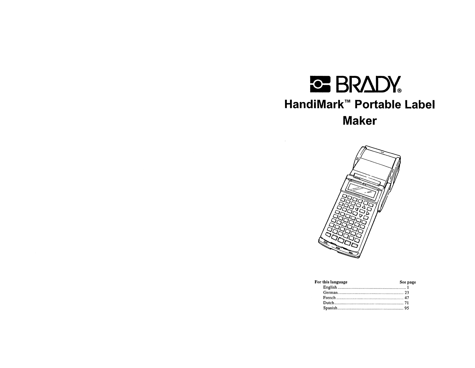 Brady HandiMark User Manual