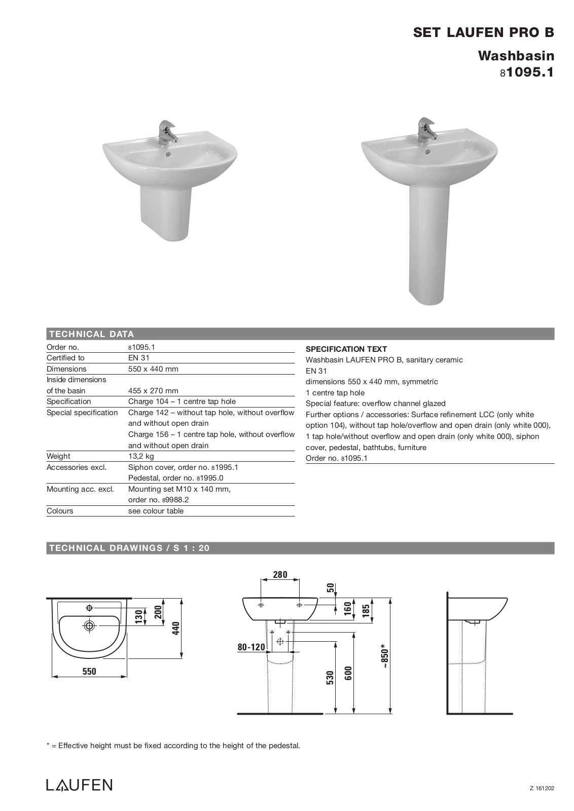 Laufen 8.1095.1 Datasheet