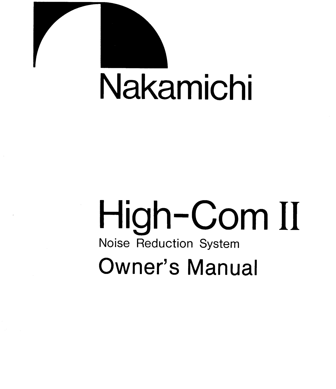 Nakamichi Highcom Owners manual