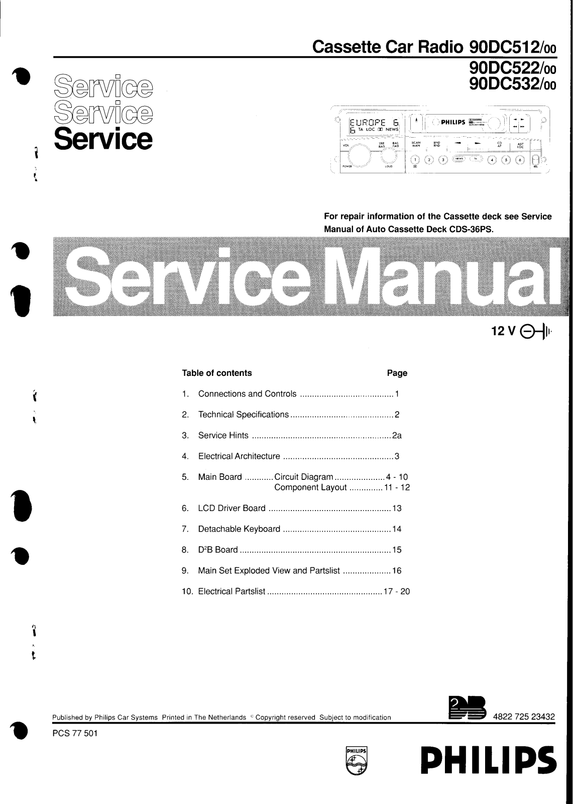 Philips 90-DC-512, 90-DC-532, 90-DC-522 Service Manual