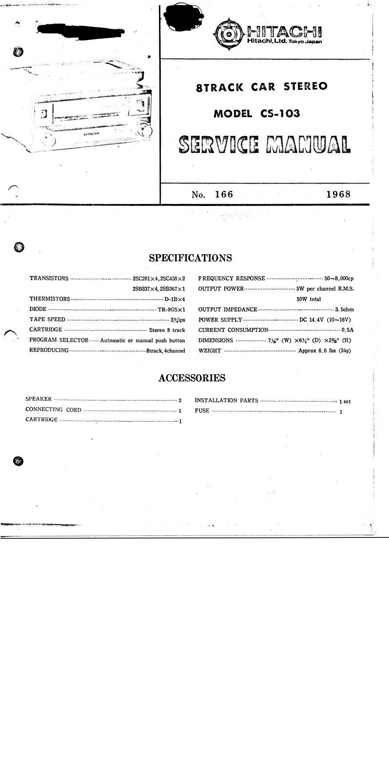 Hitachi CP-103 Service Manual