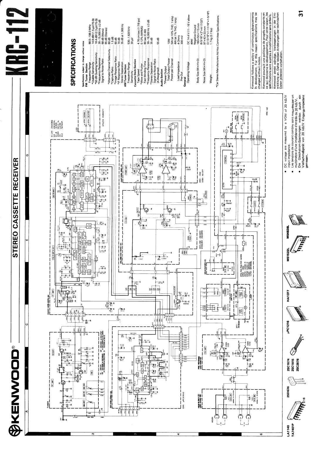 Kenwood KR-C112 Schematic