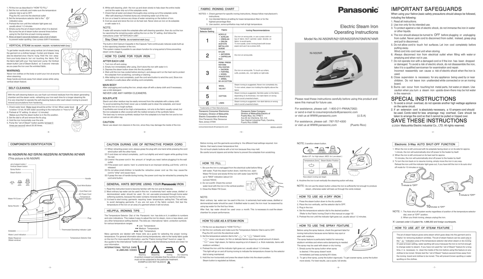 Panasonic NI-N50NR, NI-N21SR User Manual