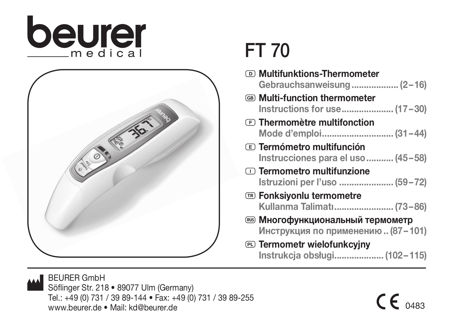 Beurer FT70 User Manual