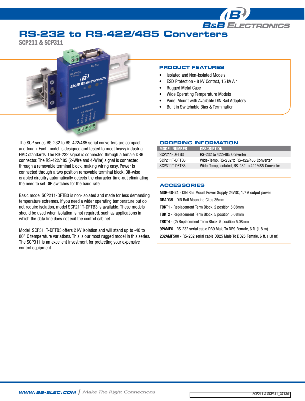 B&B Electronics SCP311T-DFTB3 Datasheet