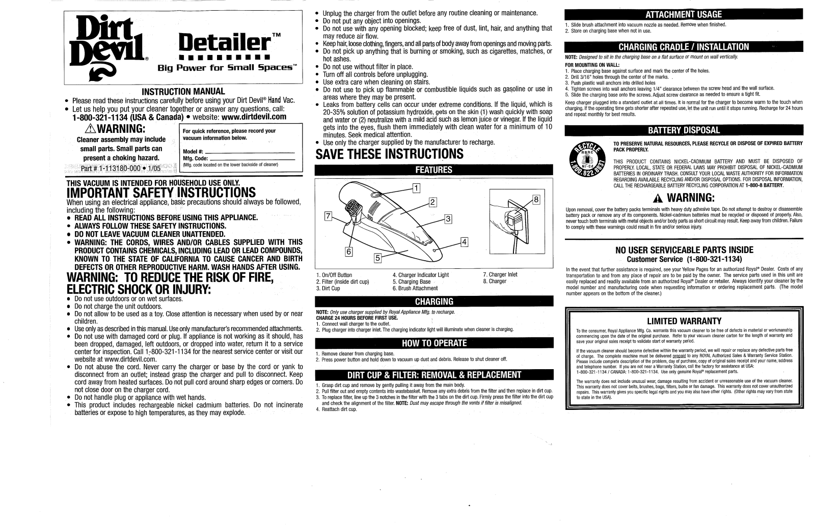DIRT DEVIL MCV1000 User Manual - ManualMachine.com