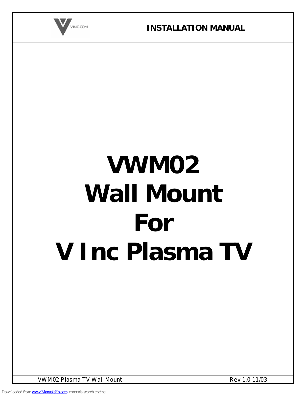 Vizio VWM02 Installation Manual