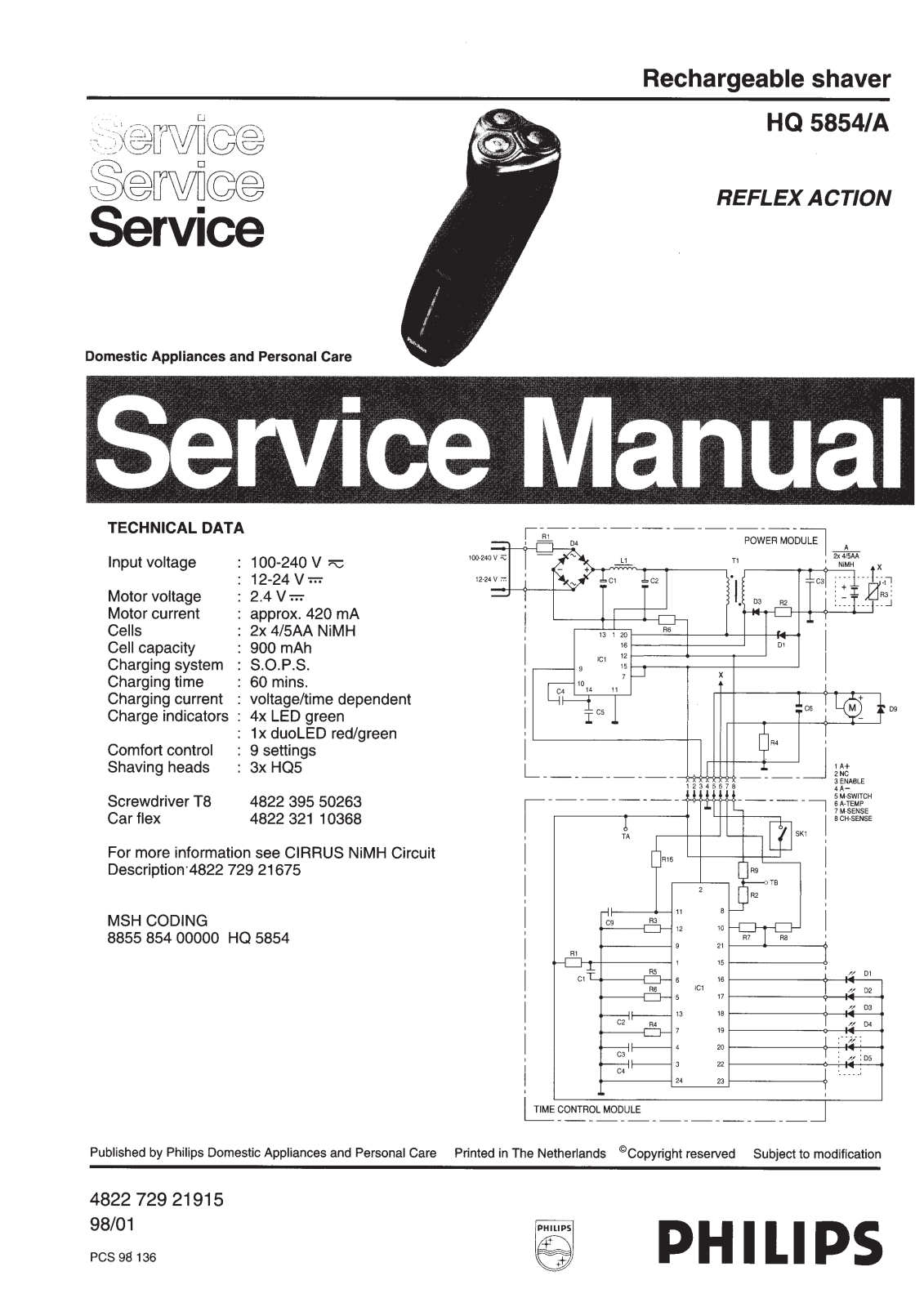 Philips HQ5854A Service Manual