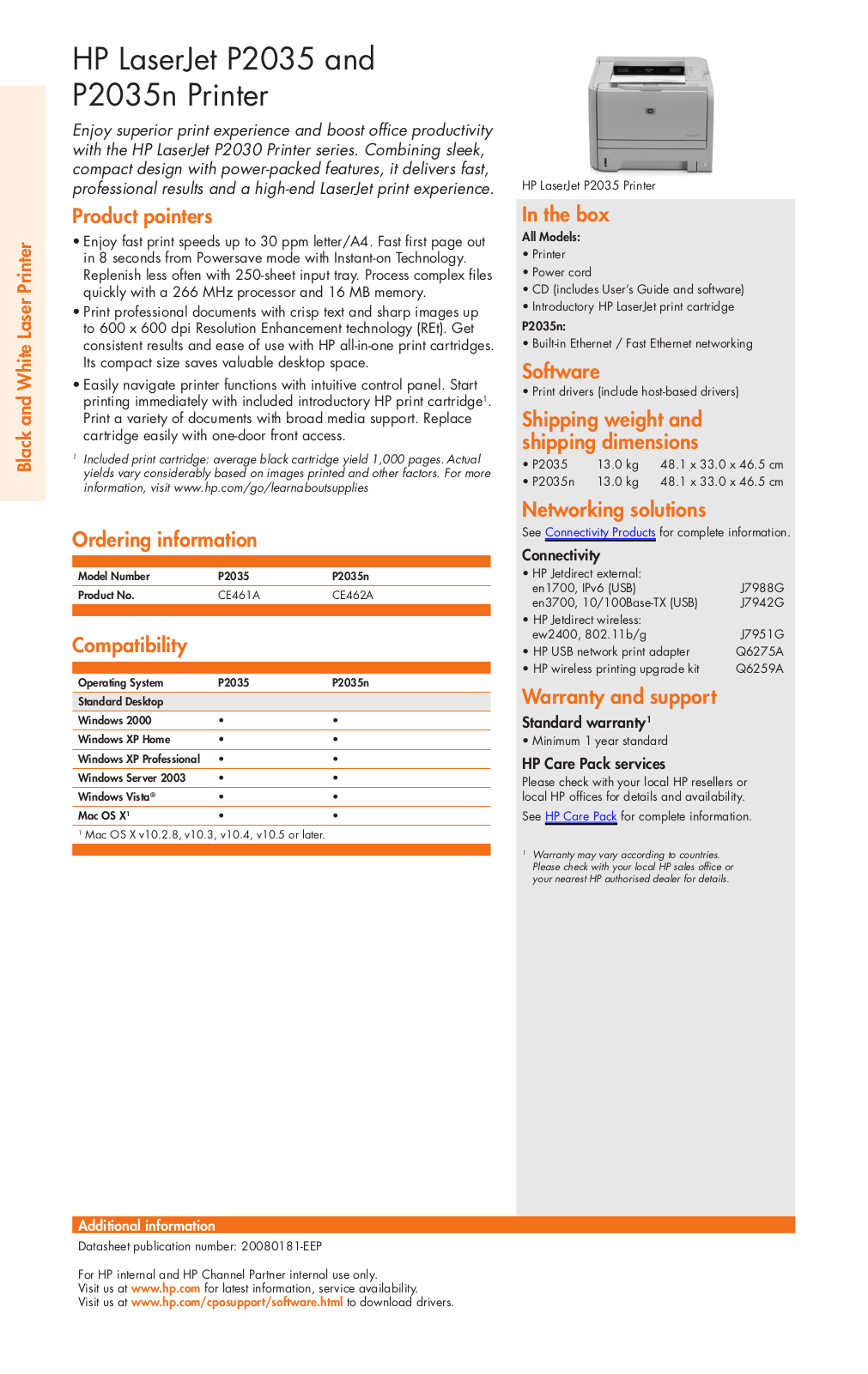 HP p2035 Datasheet