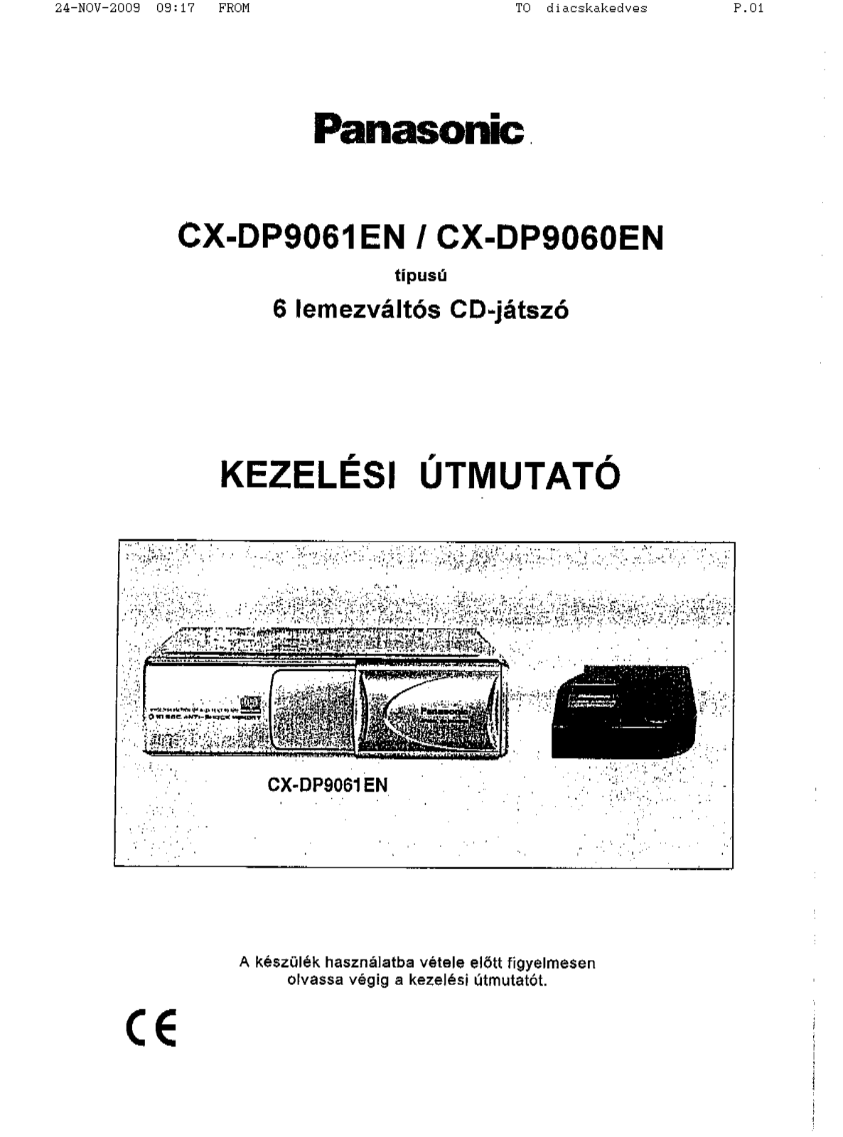 Panasonic CX-DP9061EN, CX-DP9060EN User Manual