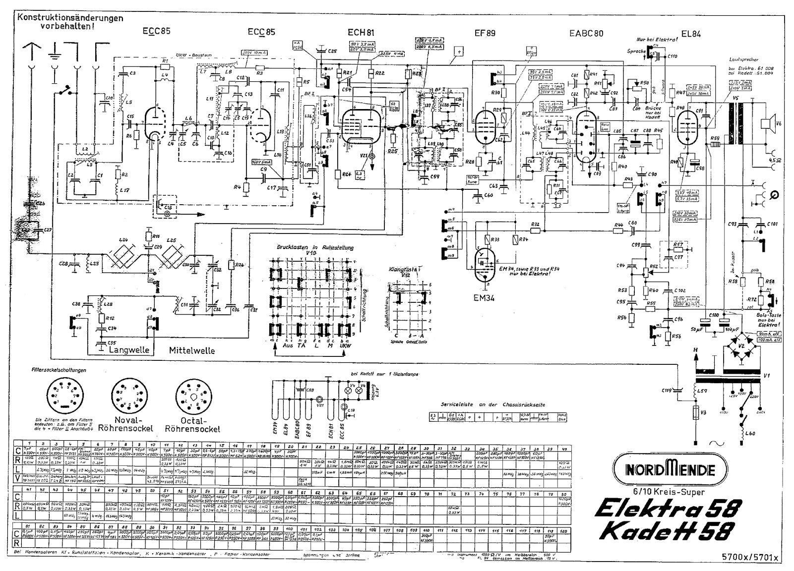 Nordmende Elektra 58 Schematic