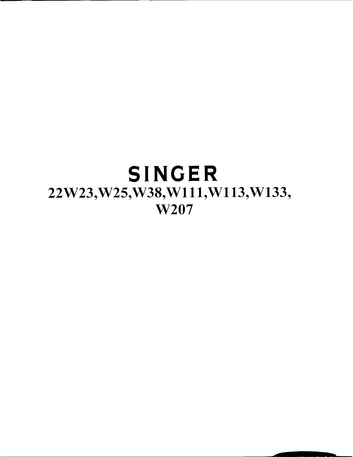 SINGER 22W23, 22W25, 22W38, 22W111, 22W113 Parts List