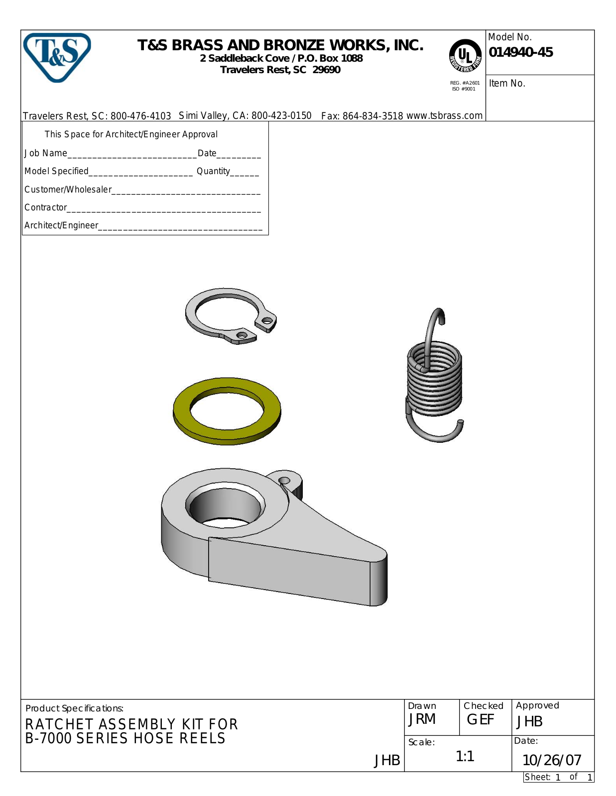 T&S Brass Manuals 014940-45 User Manual