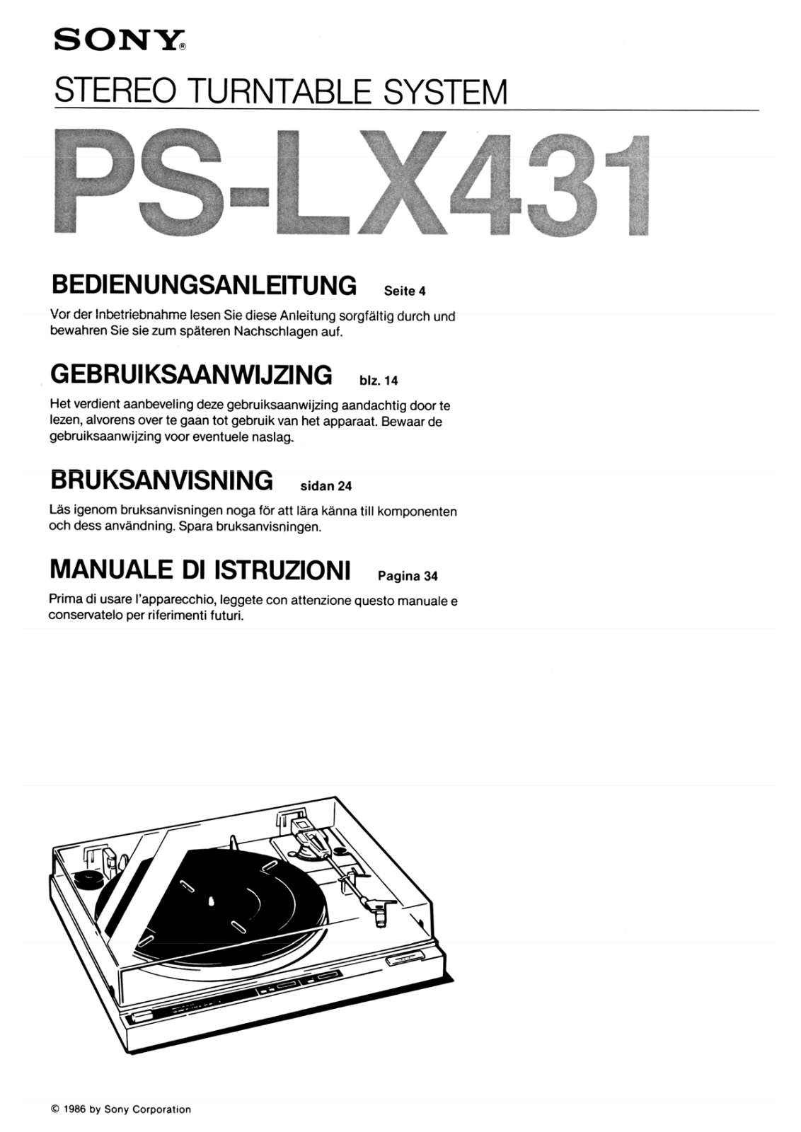 Sony PS-LX431 Owners Manual