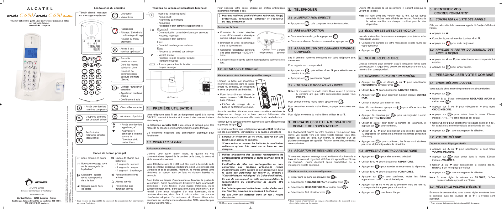 ALCATEL VERSATIS C650 User Manual