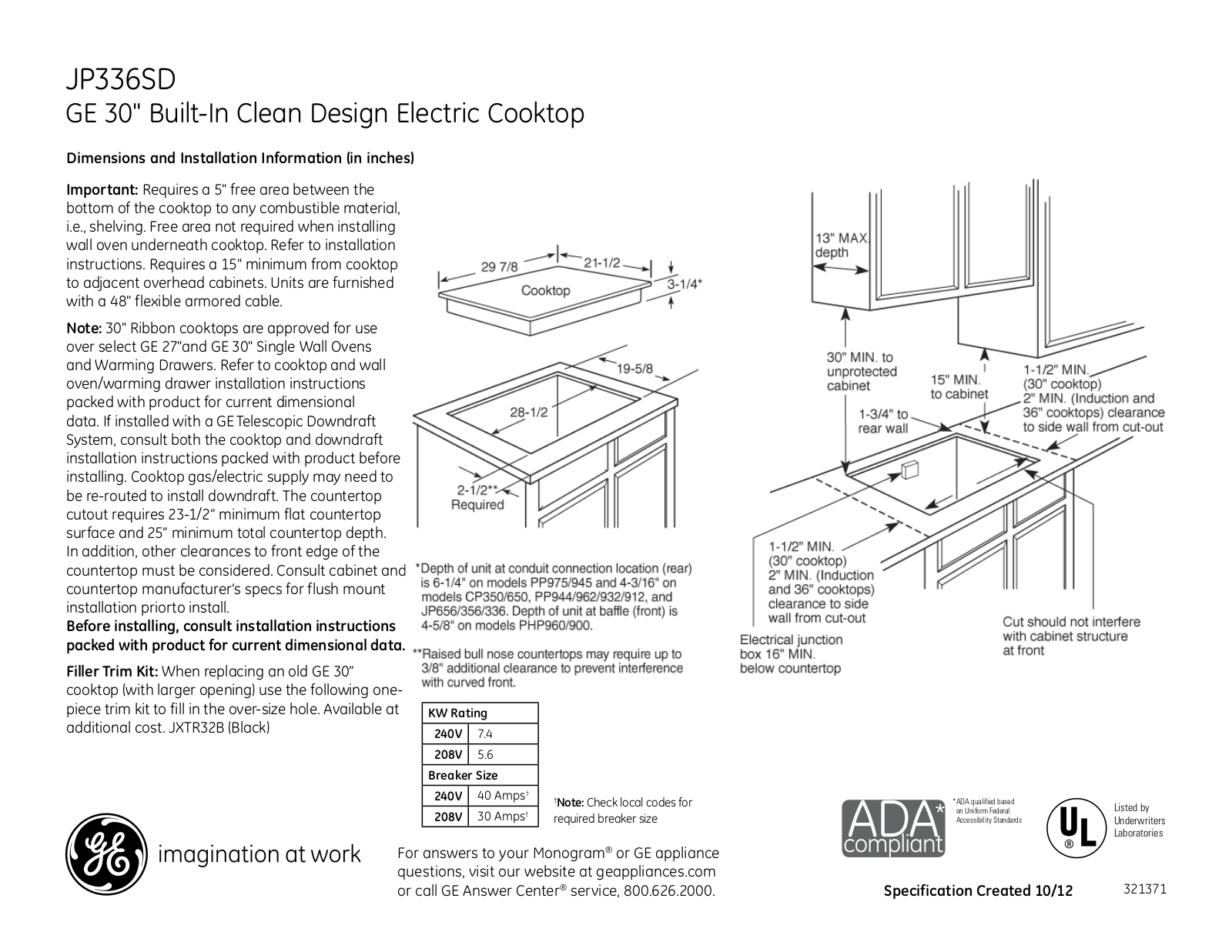 GE JP336SDSS User Manual