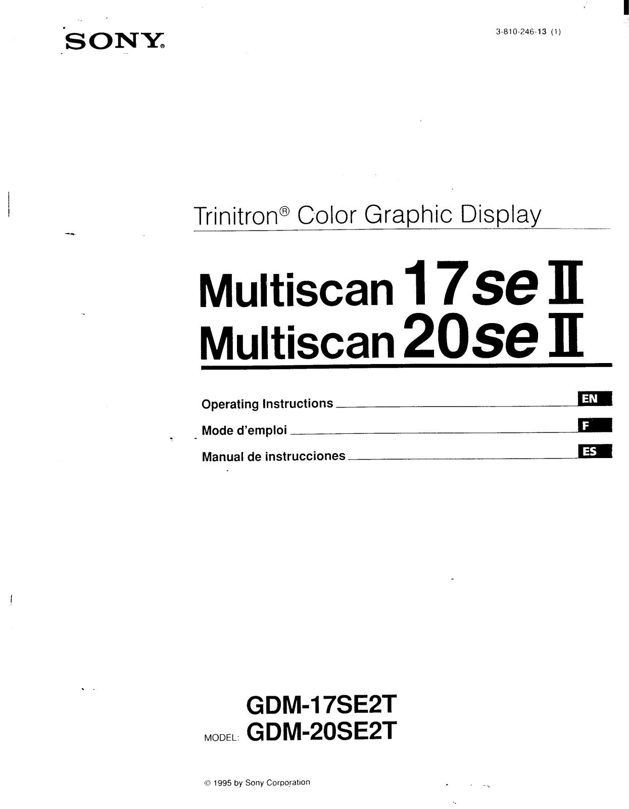 Sony GDM-17SE2, GDM-20SE2 Operating Manual