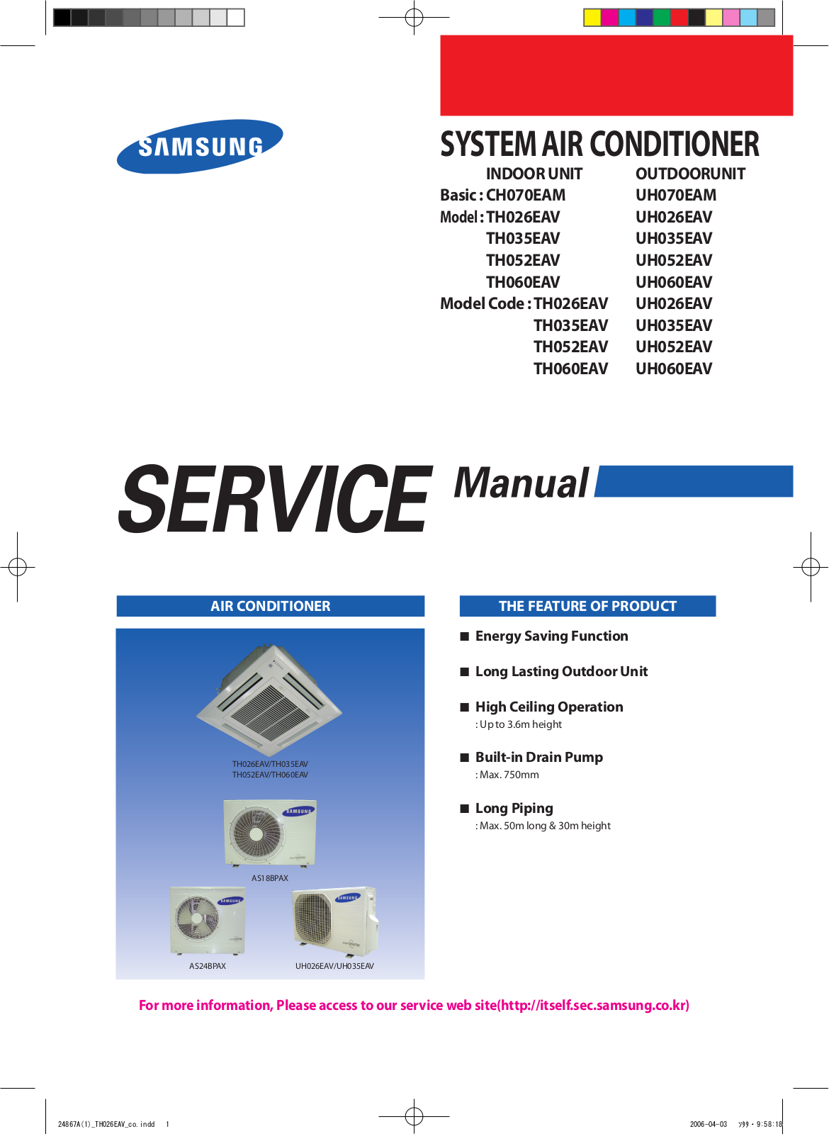 Samsung CH070EAM, UH070EAM, TH026EAV, UH026EAV, TH035EAV Service Manual