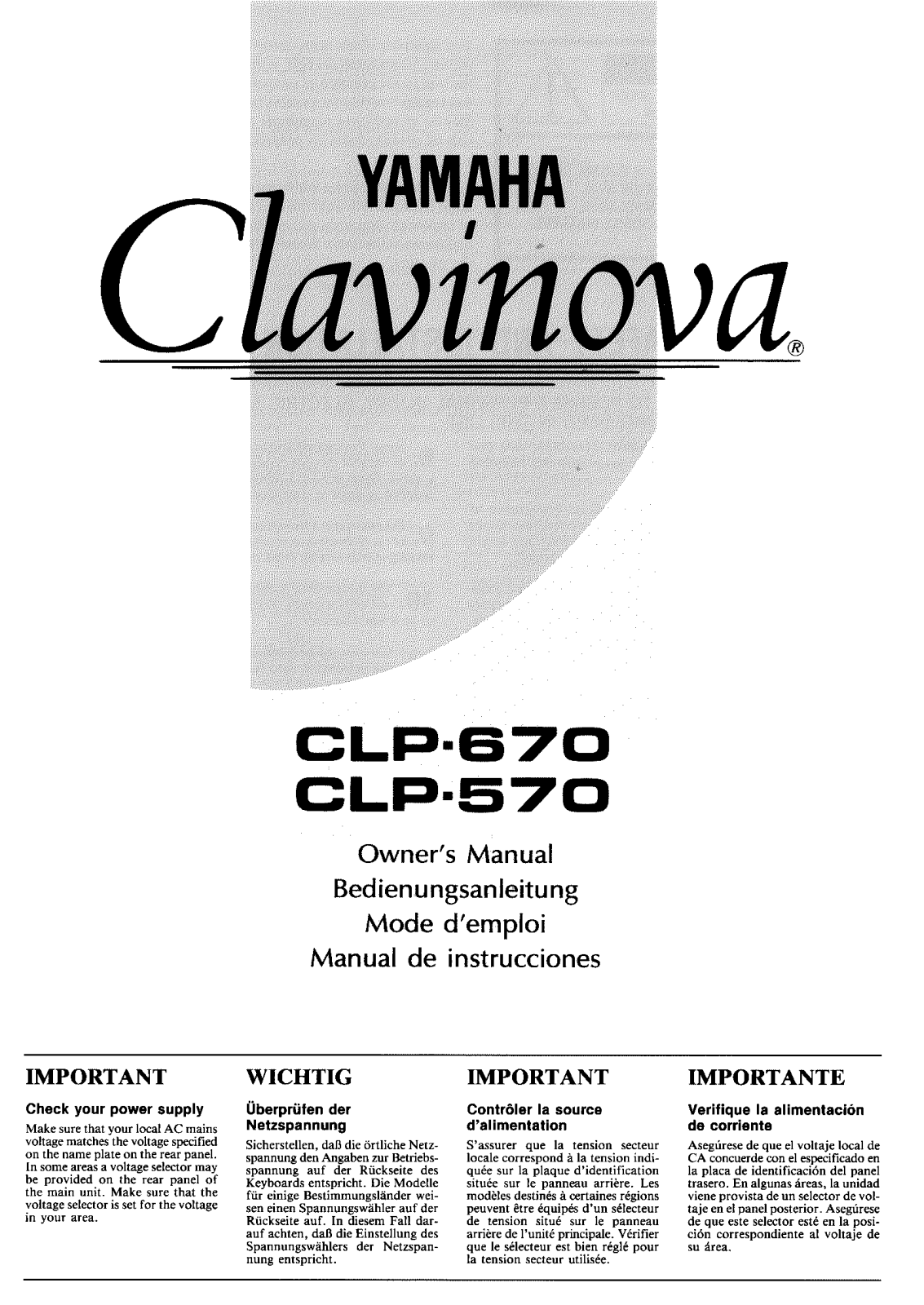 Yamaha CLP-670, CLP-570 User Manual