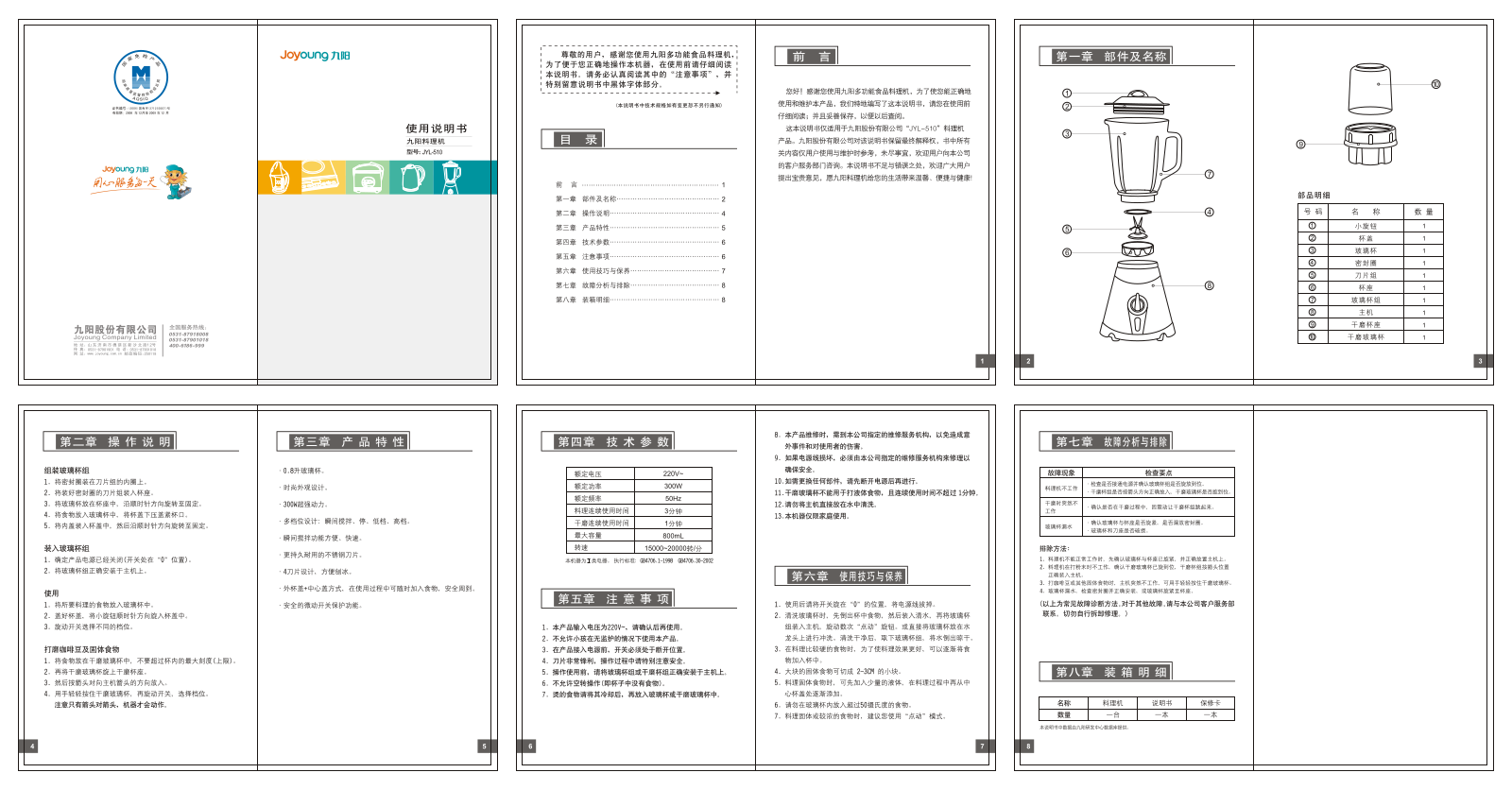 joyoung JYL-510 OPERATION INSTRUCTION