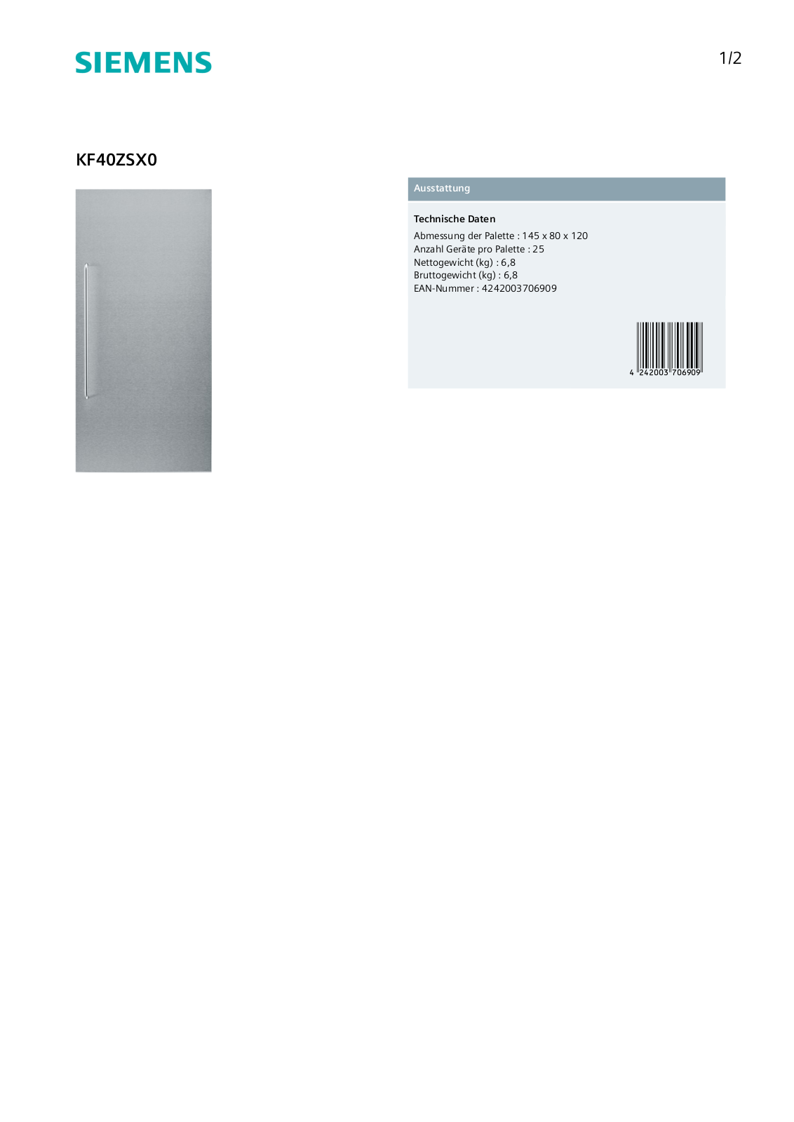 Siemens KF40ZSX0 User Manual