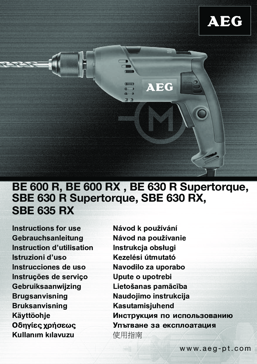 AEG BE 600 R, SBE 630 R Supertorque, BE 600 RX, BE 630 R Supertorque User Manual
