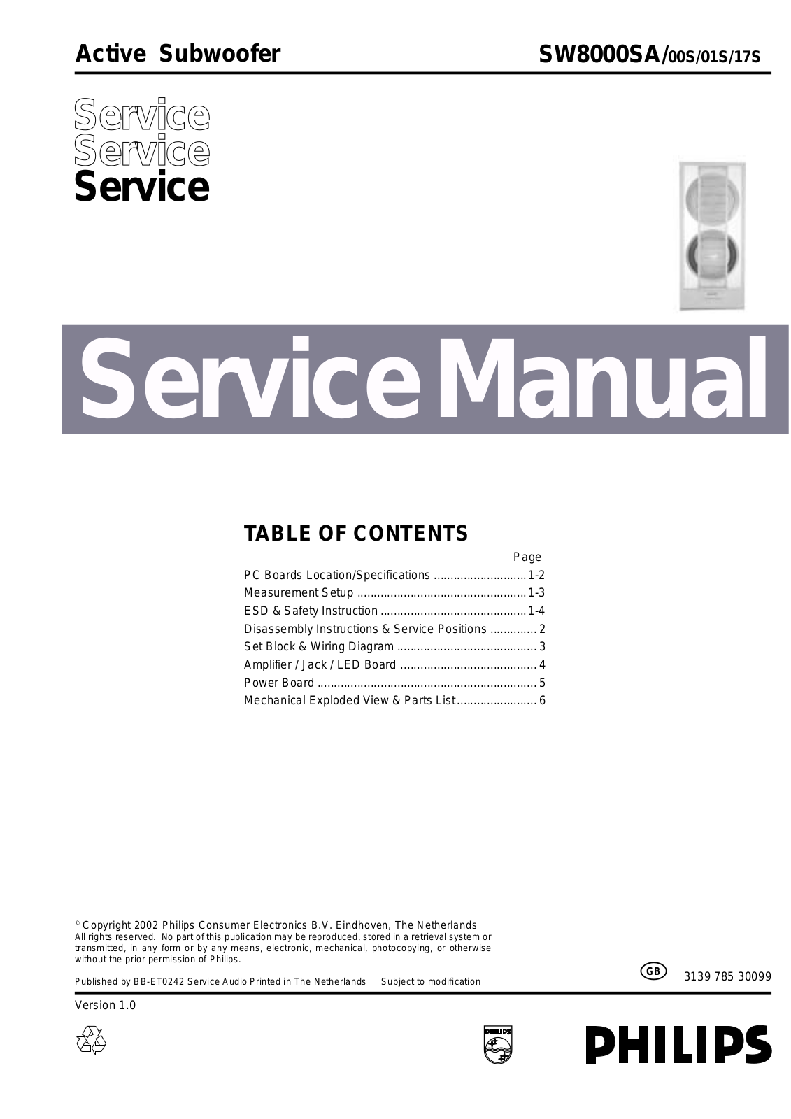 Philips SW8000SA Service Manual