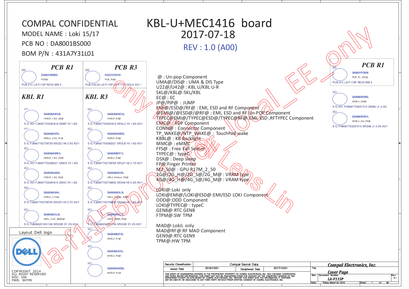 Dell LATITUDE 3490,LATITUDE 3590 Schematics