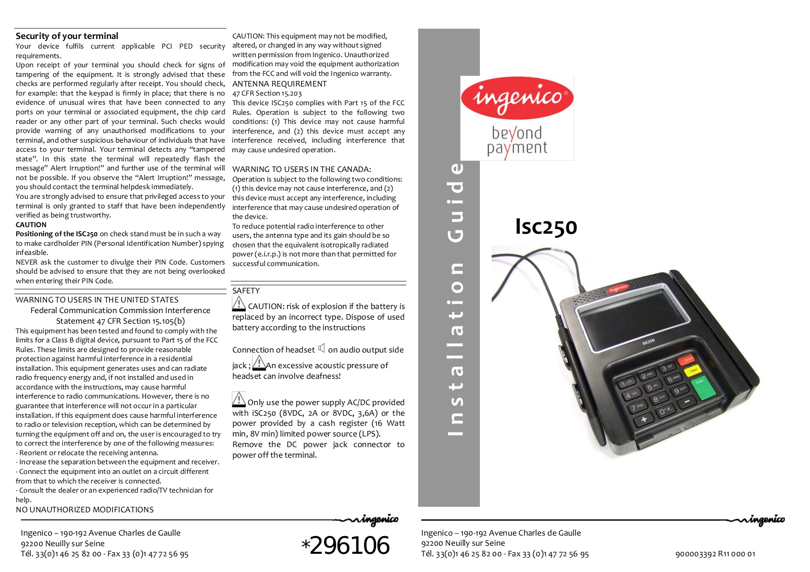 INGENICO ISC250CL Users Guide