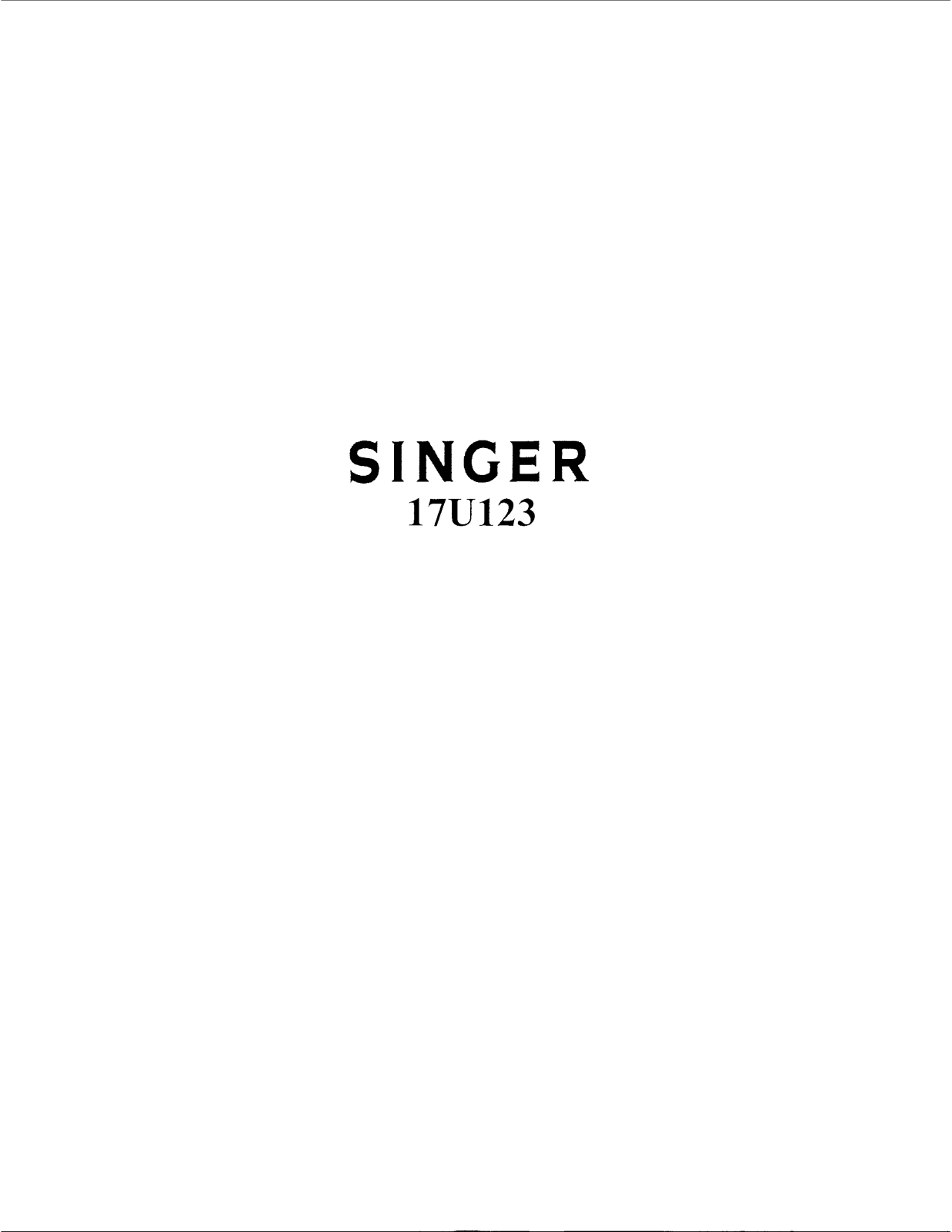 Singer 17U123 User Manual