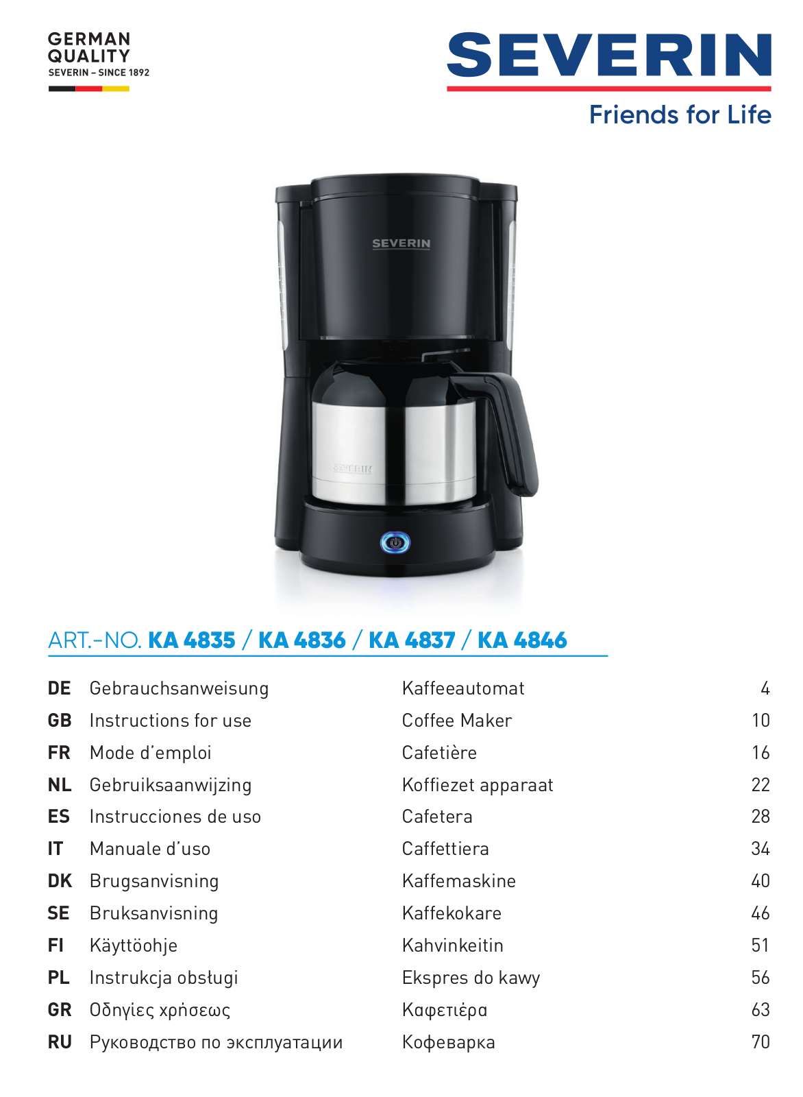 Severin KA 4835 operation manual