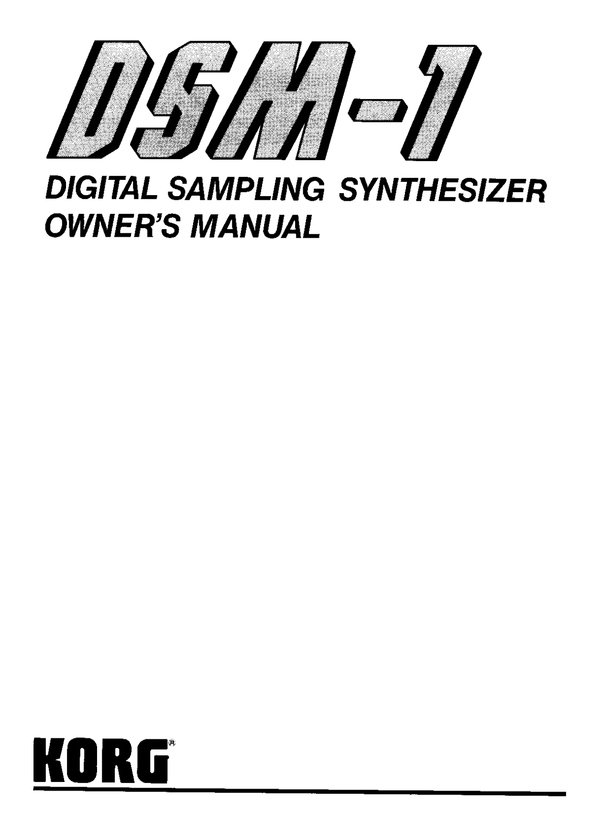 Korg DSM-1 User Manual