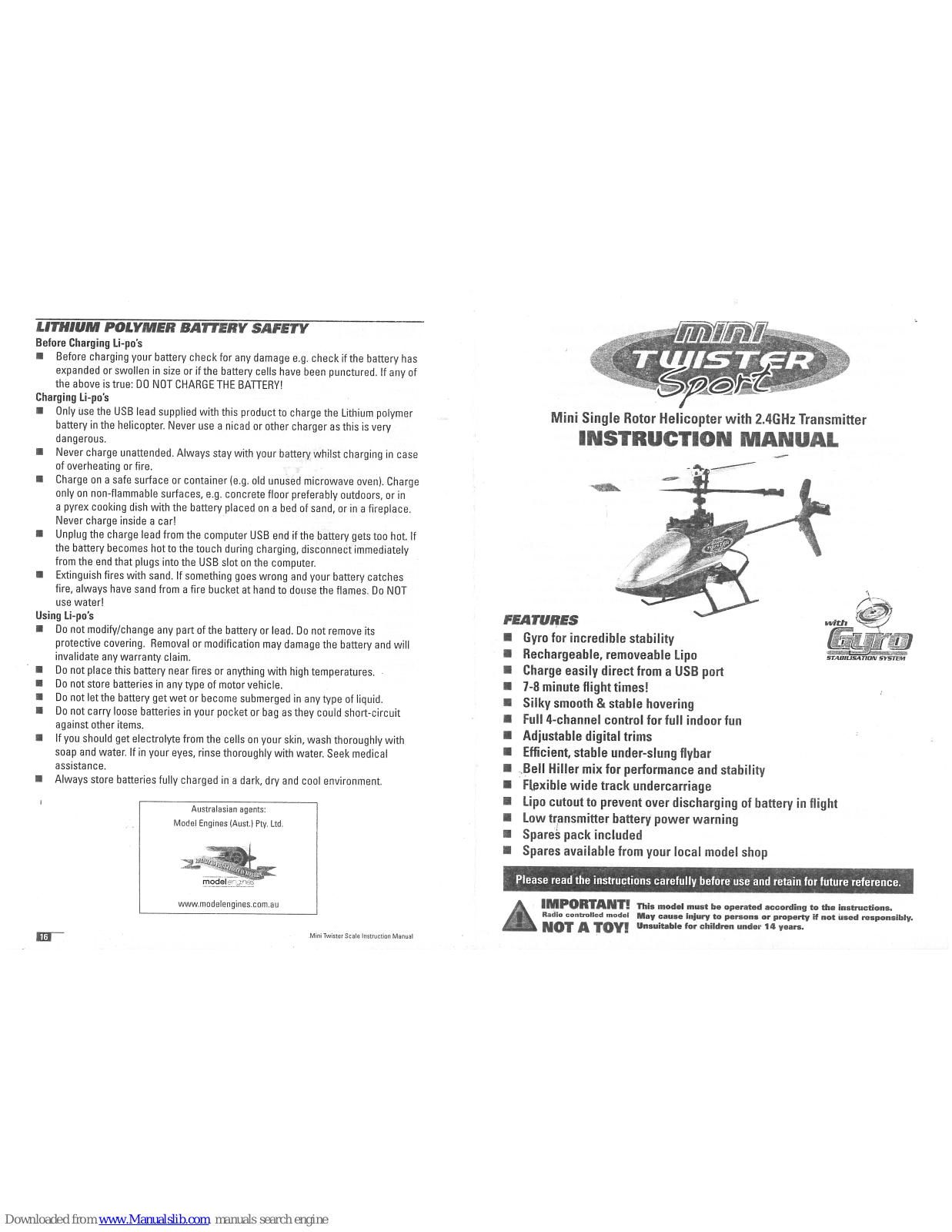 Model Engines Mini Twister Sport Instruction Manual