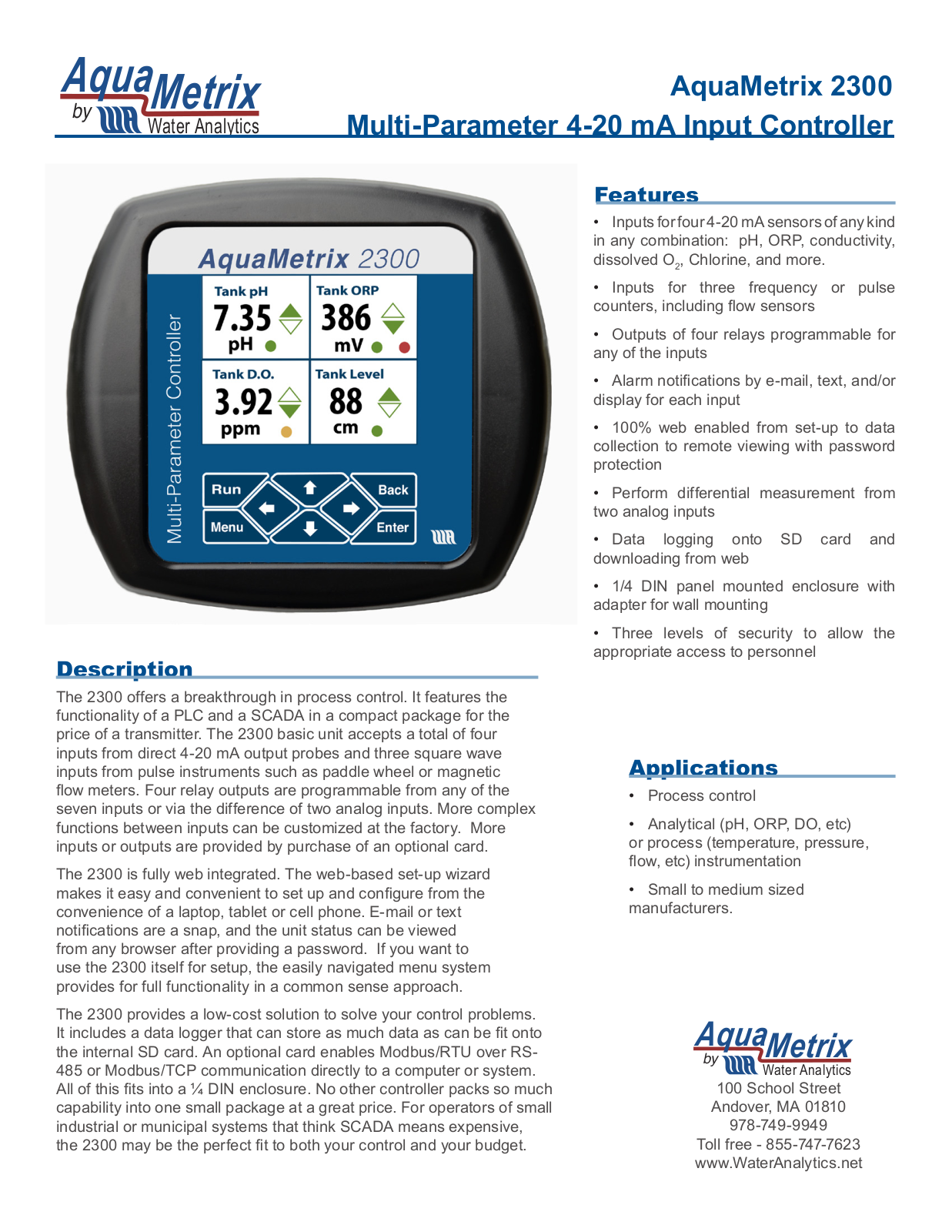 Aquametrix 2300 Datasheet